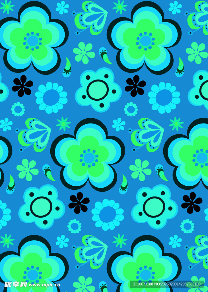 蓝绿花卉图案背景