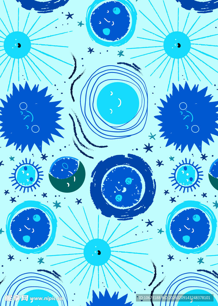 蓝色圆形图案无缝背景