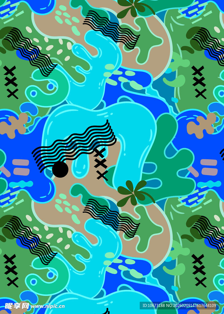 卡通风格迷彩图案背景