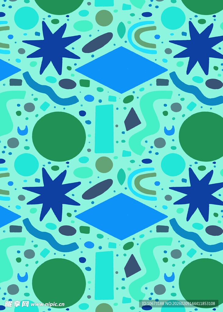 蓝绿几何图案抽象背景图
