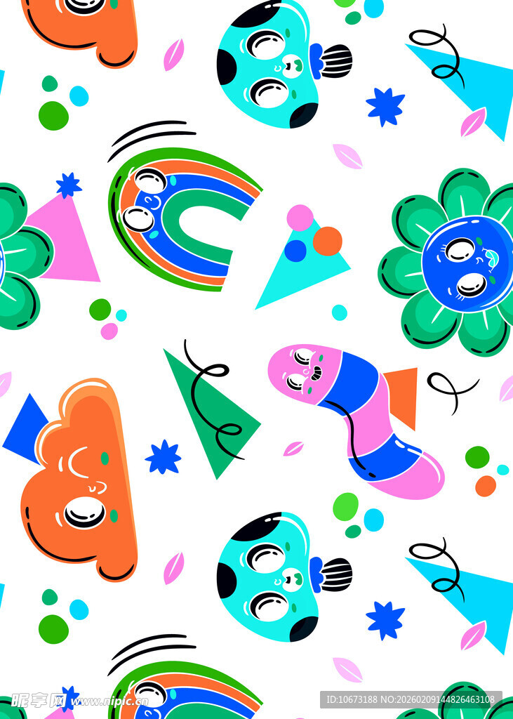 多彩卡通图案儿童装饰素材