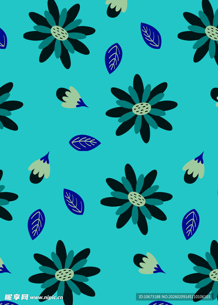 蓝底花卉图案设计