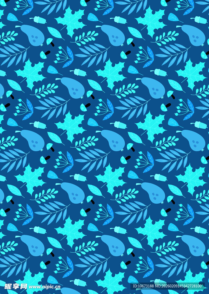蓝色枫叶图案背景纹理
