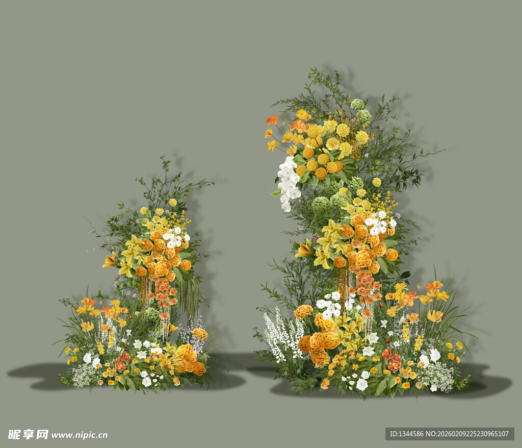 黄白花卉装饰花艺造型