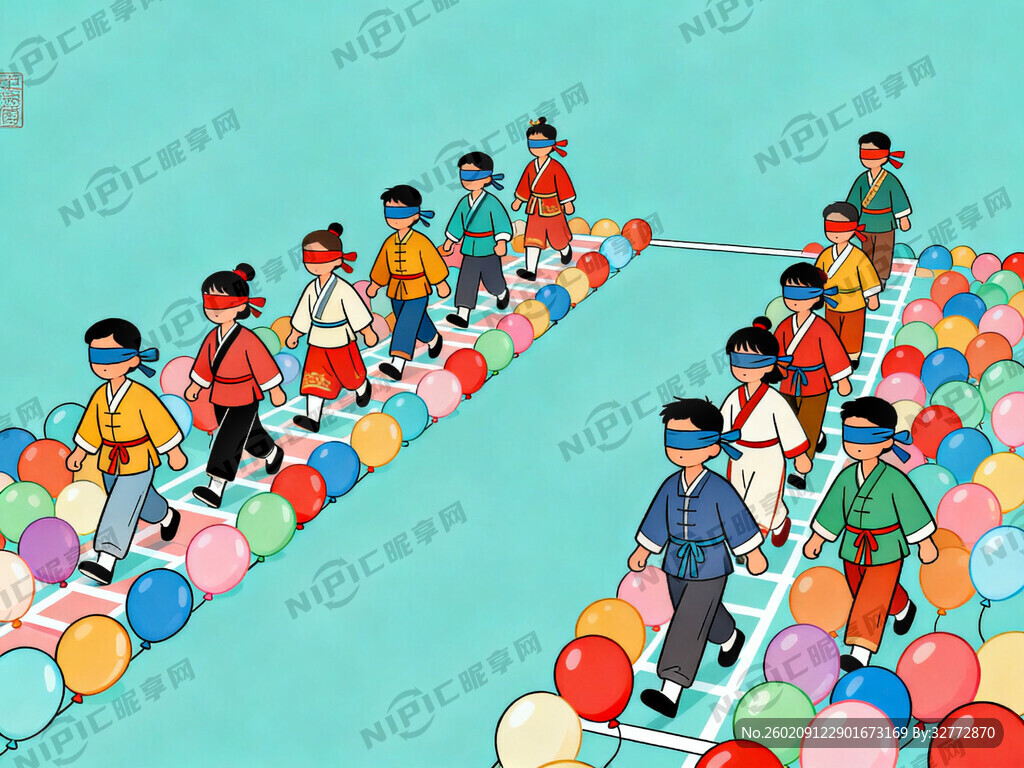 画面中有十个人分成两组