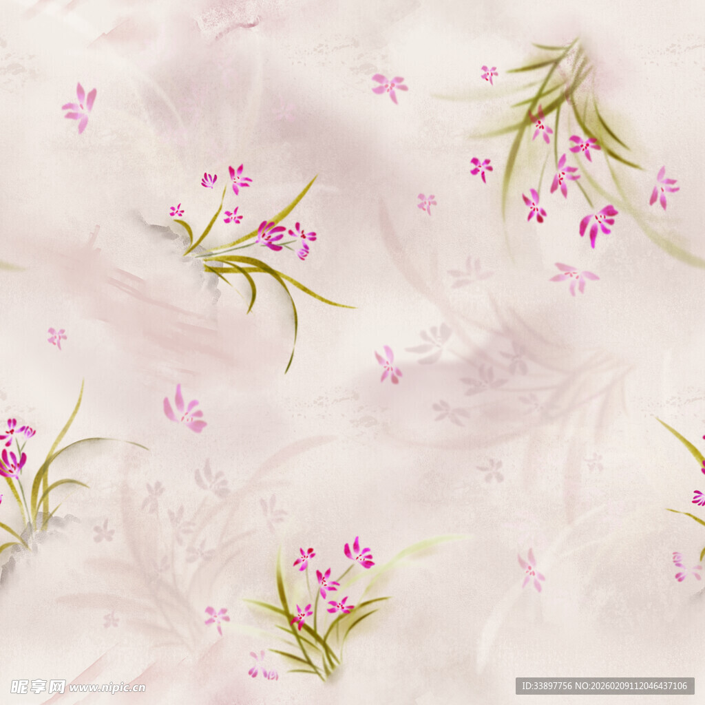 粉色花卉纹理布料图案