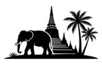 泰国风情大象与佛塔景观