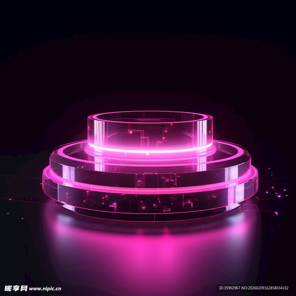 粉色发光透明环形装置