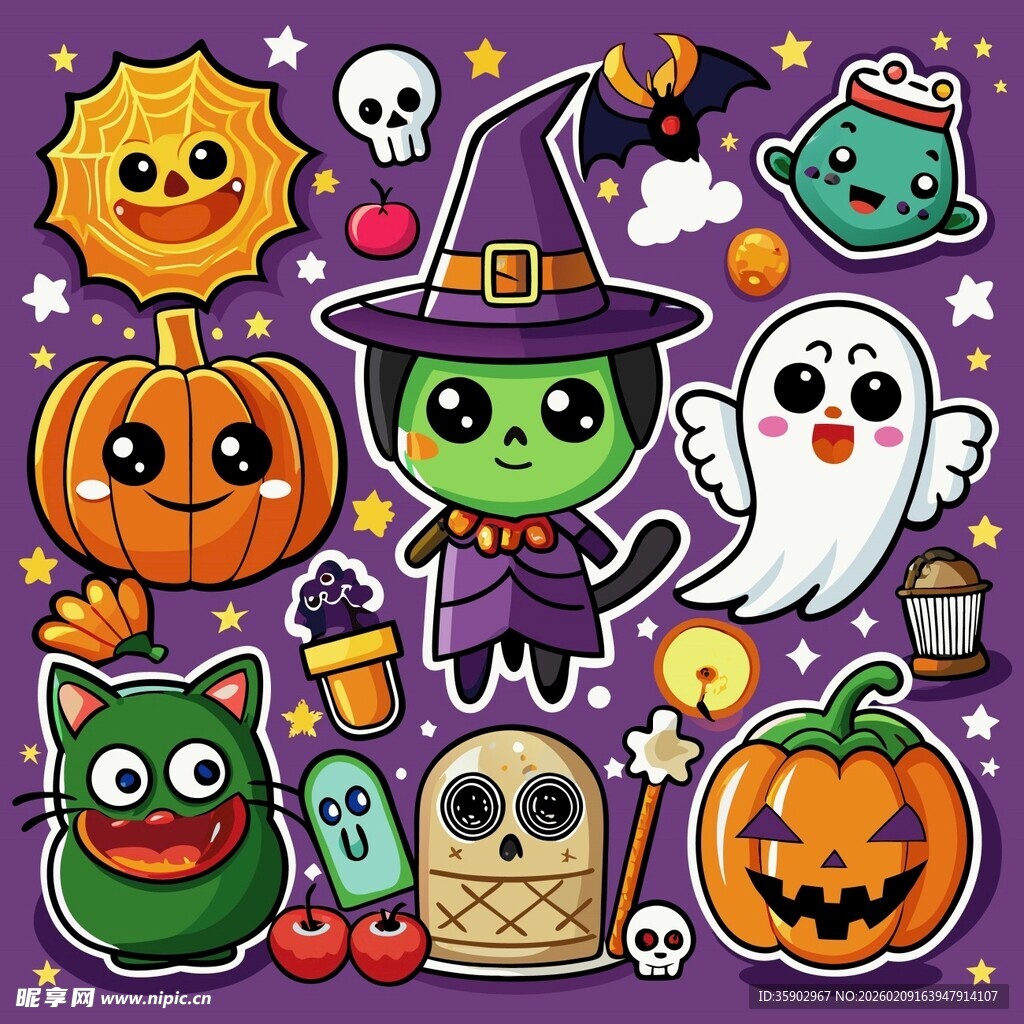 万圣节可爱卡通角色集合