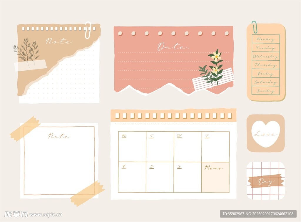 简约风手账装饰素材集合