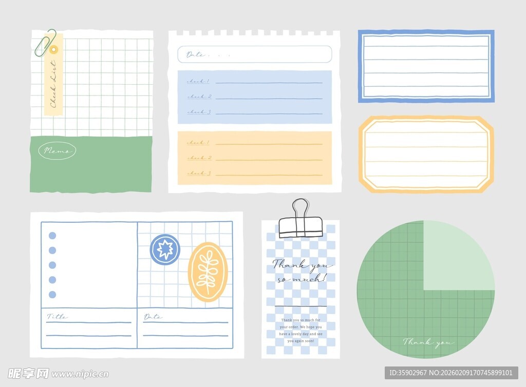 多样办公文具设计元素