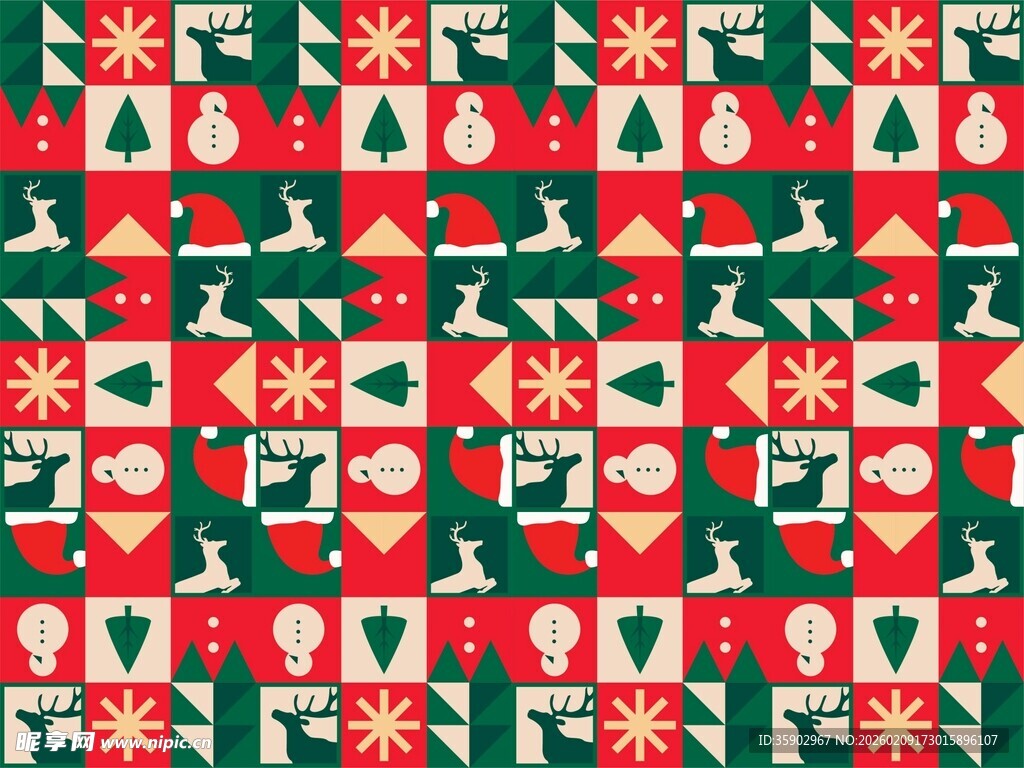 圣诞主题几何图案背景图