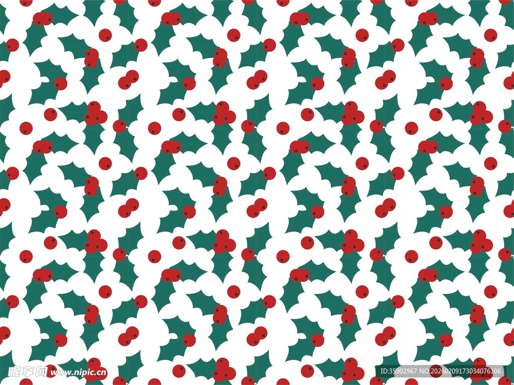 圣诞风冬青浆果图案背景