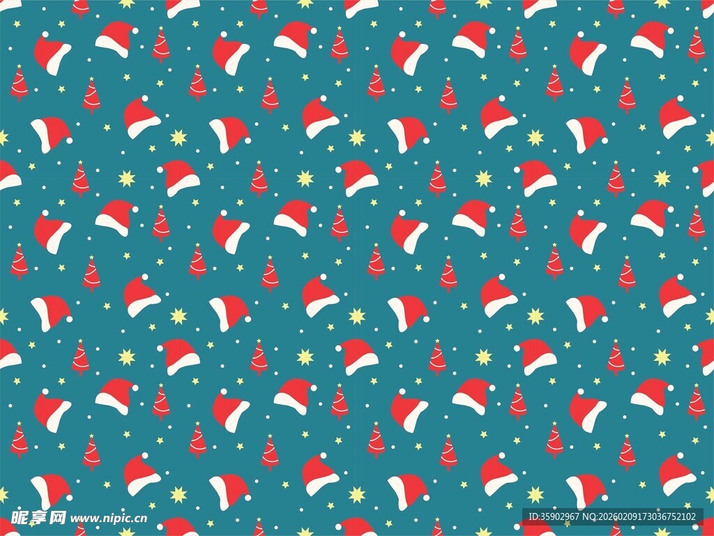 圣诞元素无缝图案背景