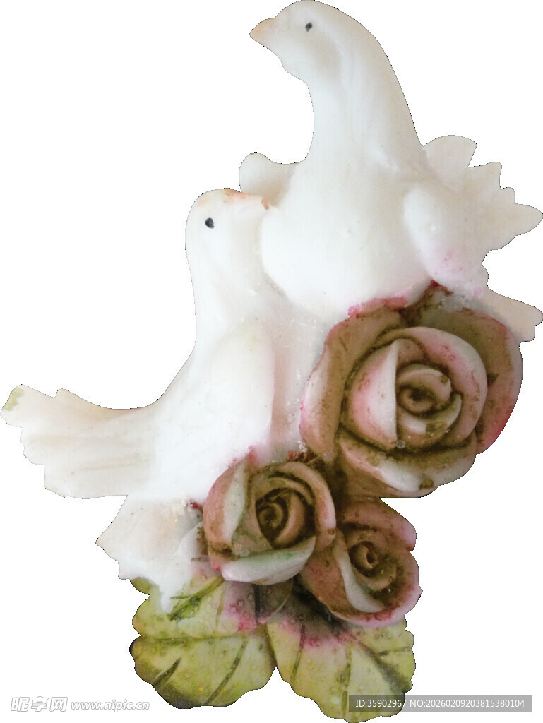 白鸽玫瑰摆件