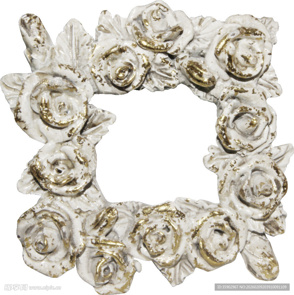精致白色花朵装饰框架