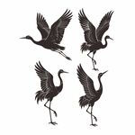 仙鹤矢量剪影素材