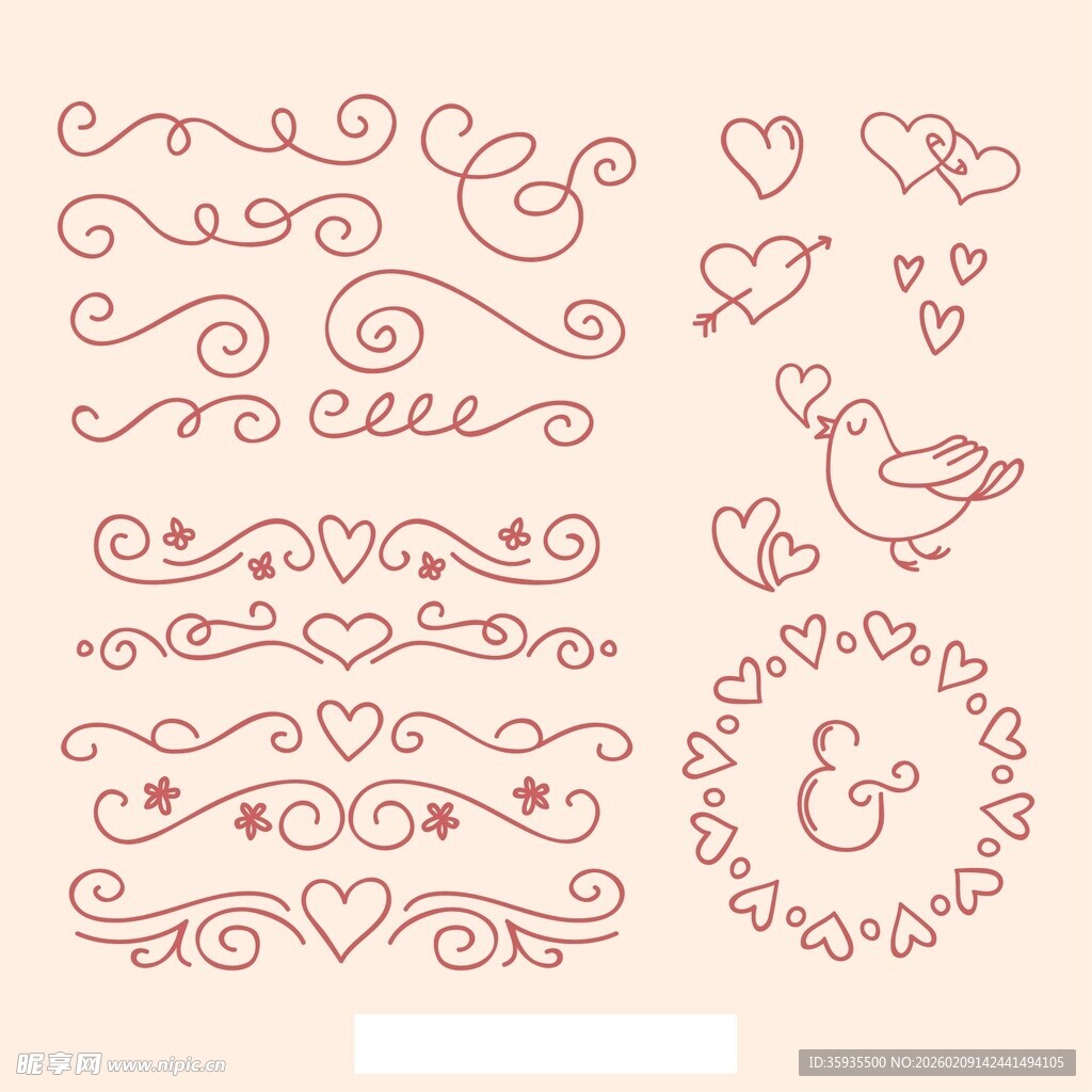 手绘装饰性花纹图案元素