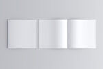 正方形空白对开折页图册展示样机