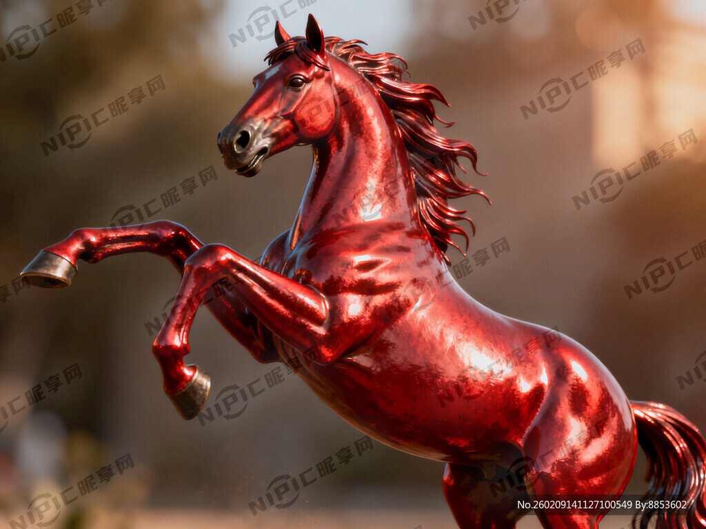 生成一匹红色扬蹄骏马 要求漂亮