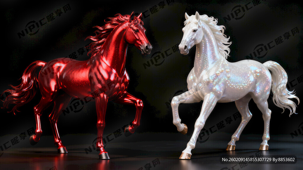 请设计一匹红色和一匹白色扬蹄骏