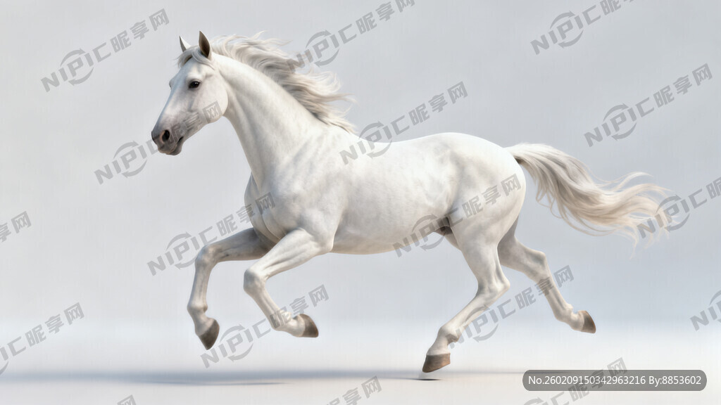 请设计一匹白色扬蹄骏马