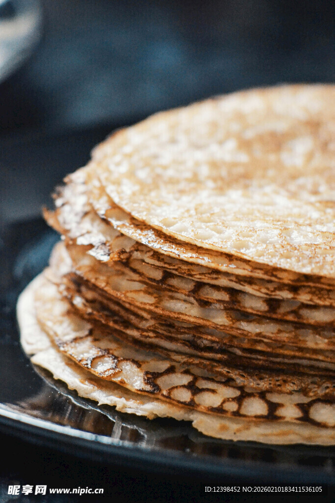 堆叠的美味薄煎饼