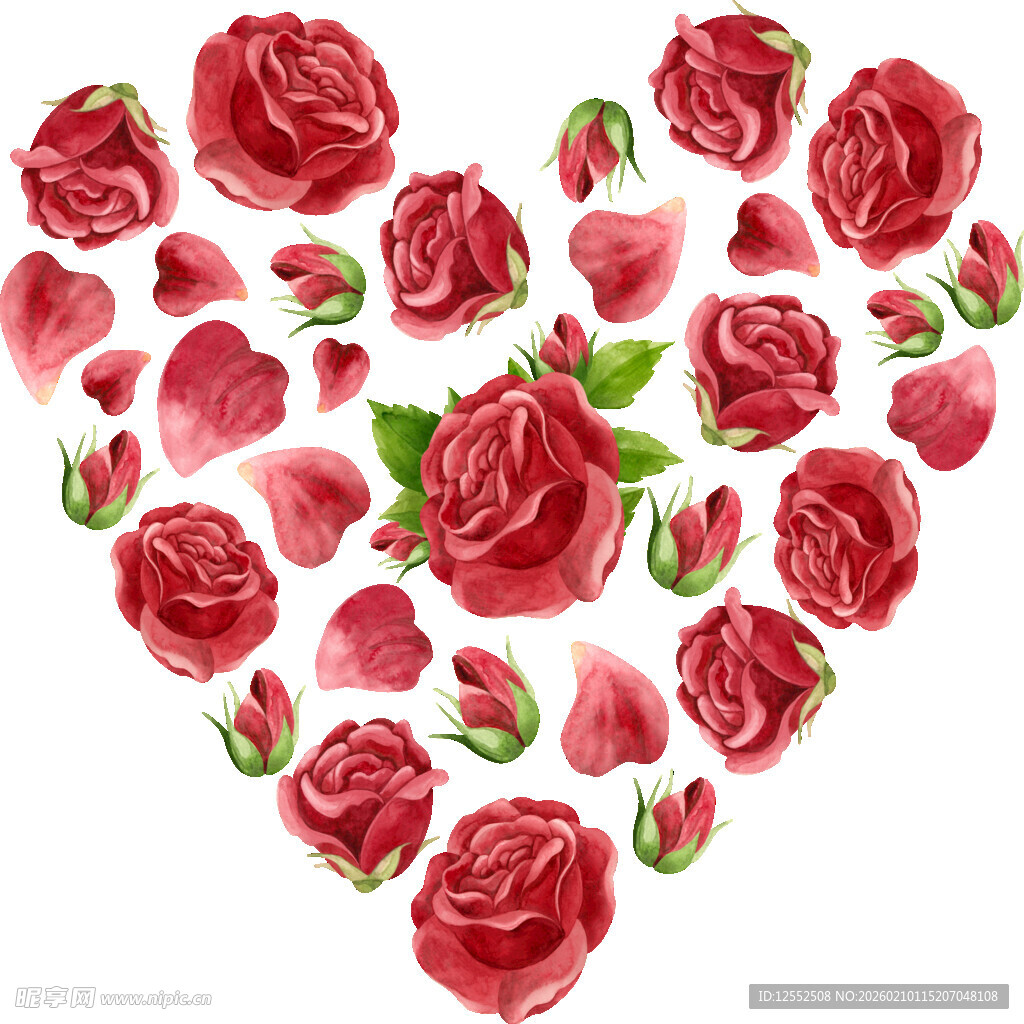 心形红玫瑰图案