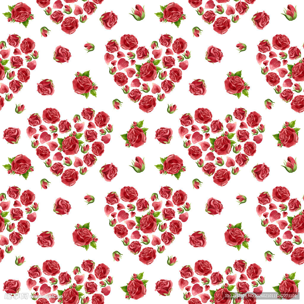 草莓爱心图案无缝背景