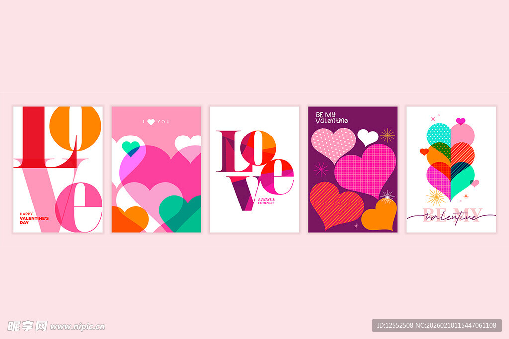 多彩爱心主题创意卡片