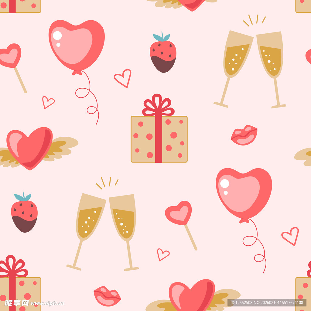 浪漫情人节爱心元素图案