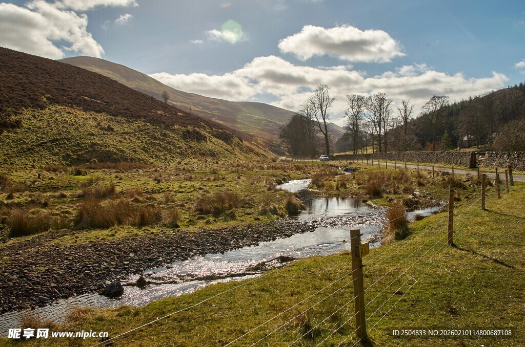 山间溪流田园风光美景