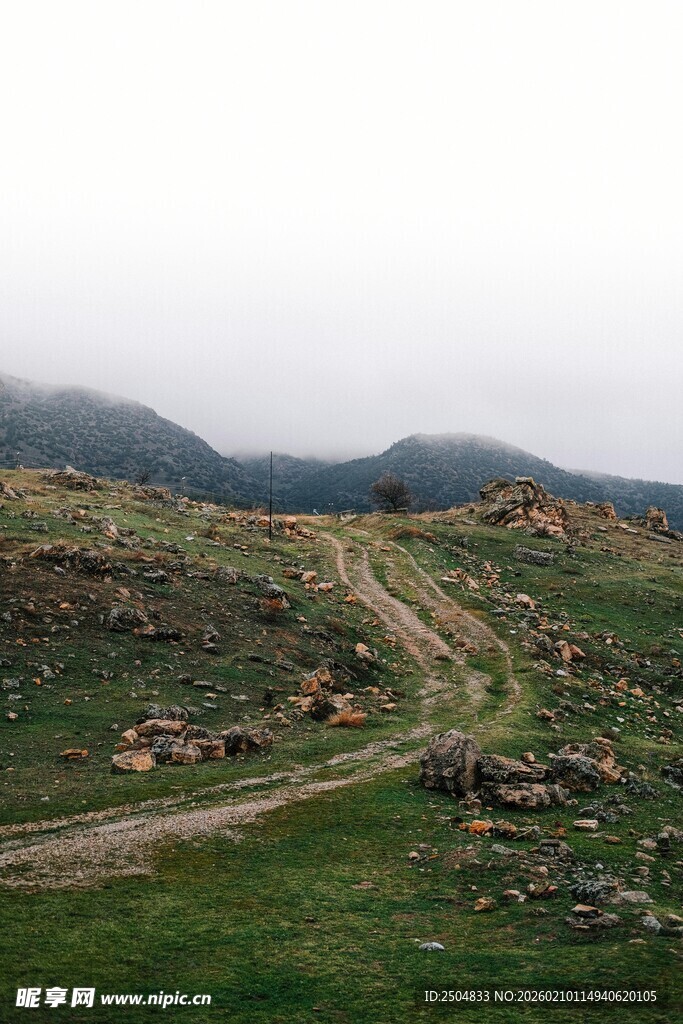 山间蜿蜒小路的自然景致