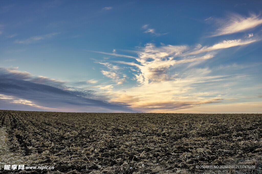 广袤田野上的壮丽天空