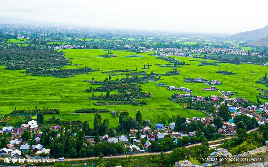 田园风光中的村落美景