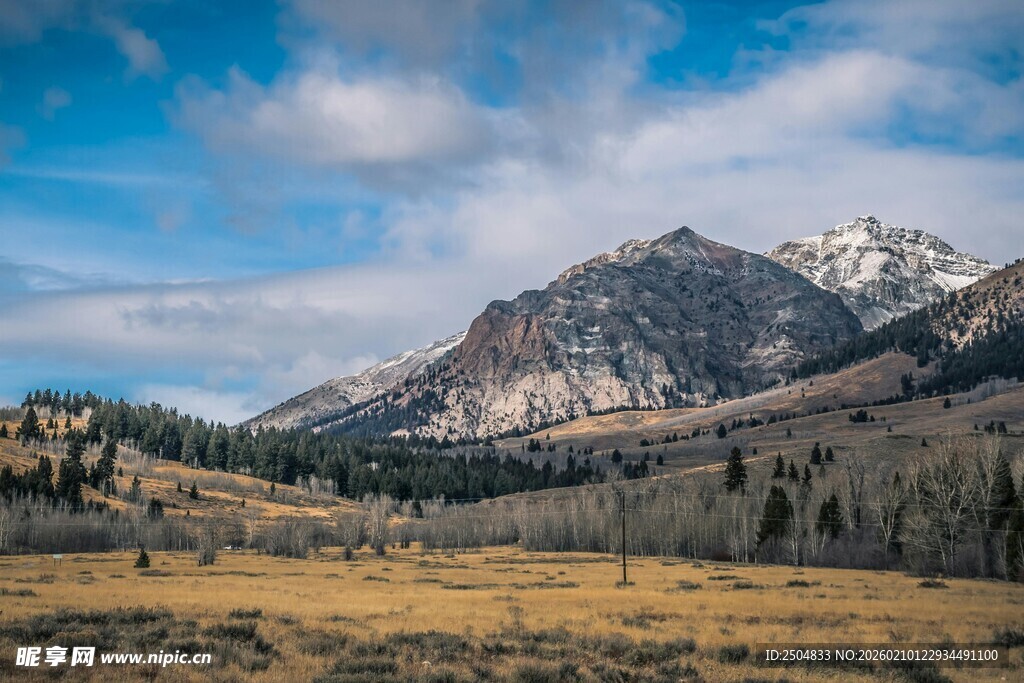 壮丽山景与开阔原野
