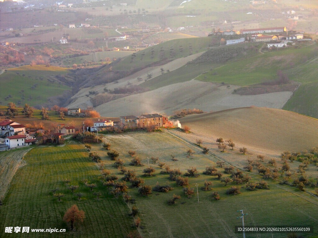 田园风光乡村美景俯瞰图