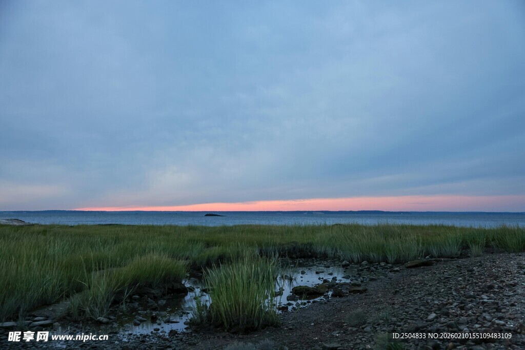 黄昏下的湿地景观