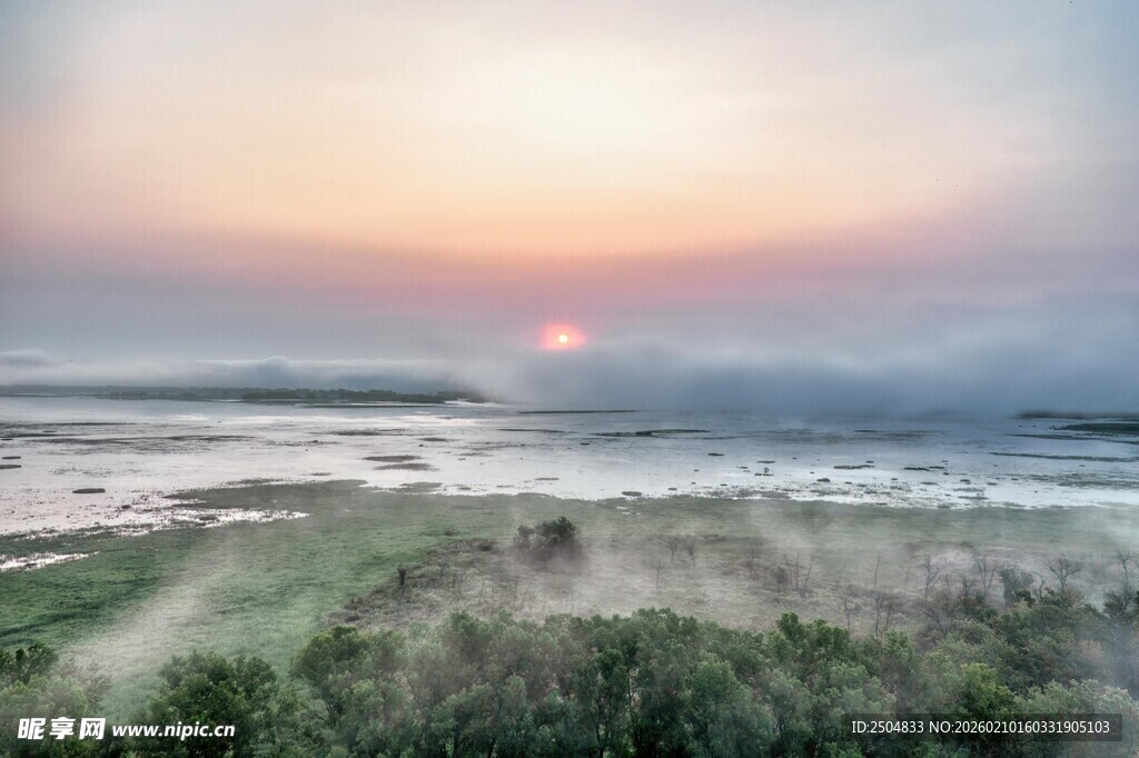 日出时分的湿地美景