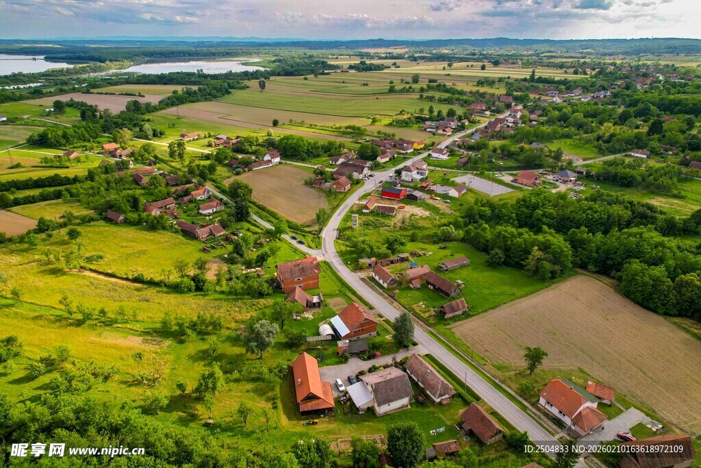 乡村田园风光鸟瞰图