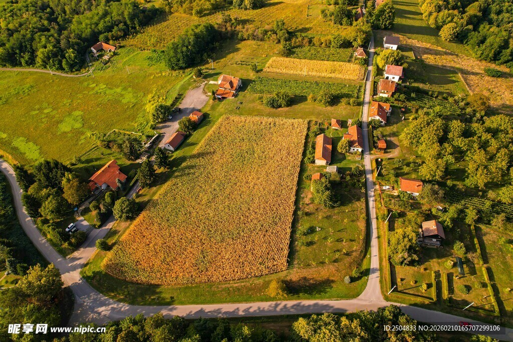 乡村田园俯瞰美景