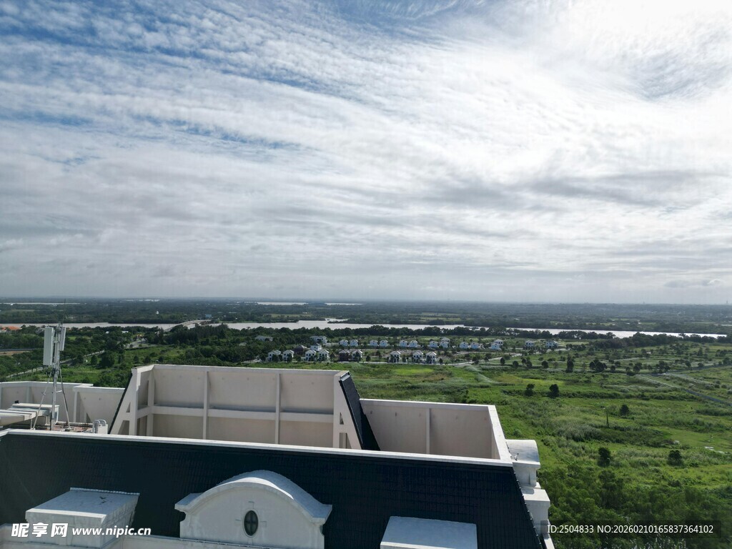 俯瞰城市与绿地景观
