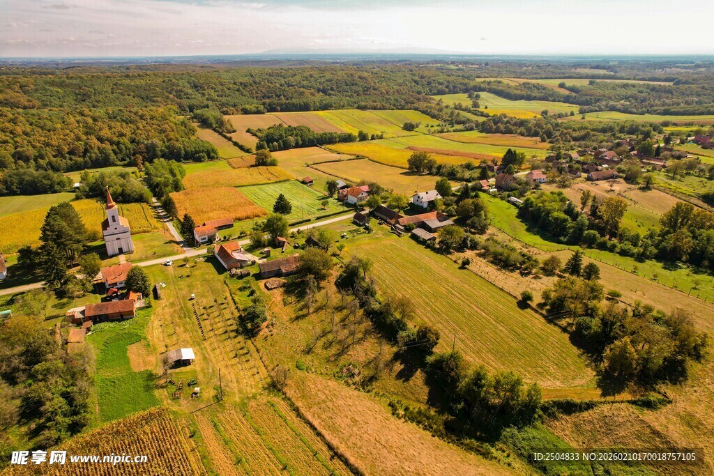 田园乡村俯瞰美景