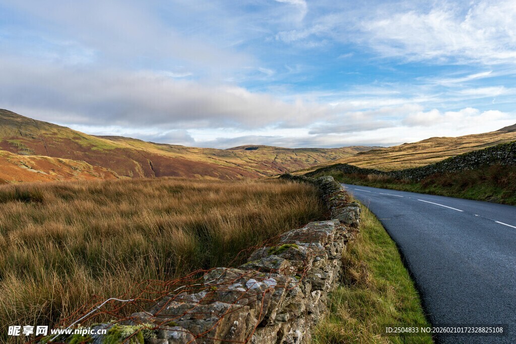 蜿蜒公路旁的旷野美景