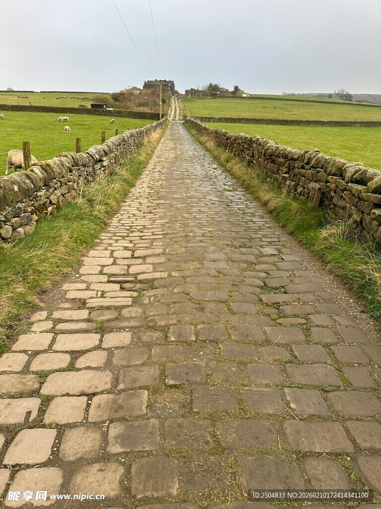 乡村石砌小路通向远方