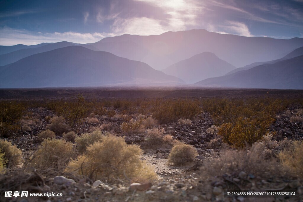  漠日出下的壮丽自然景观