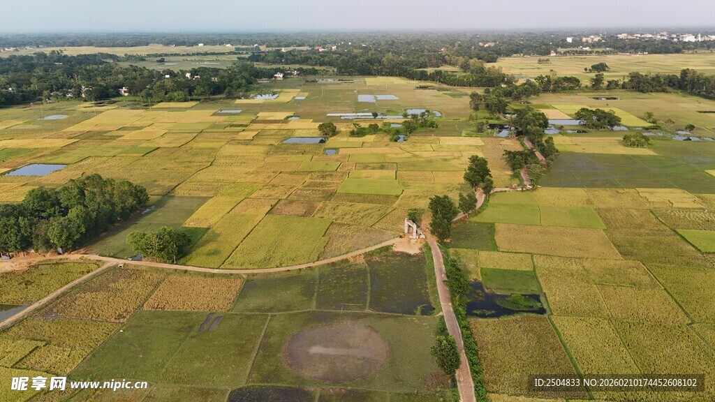 广袤田野风光俯瞰图