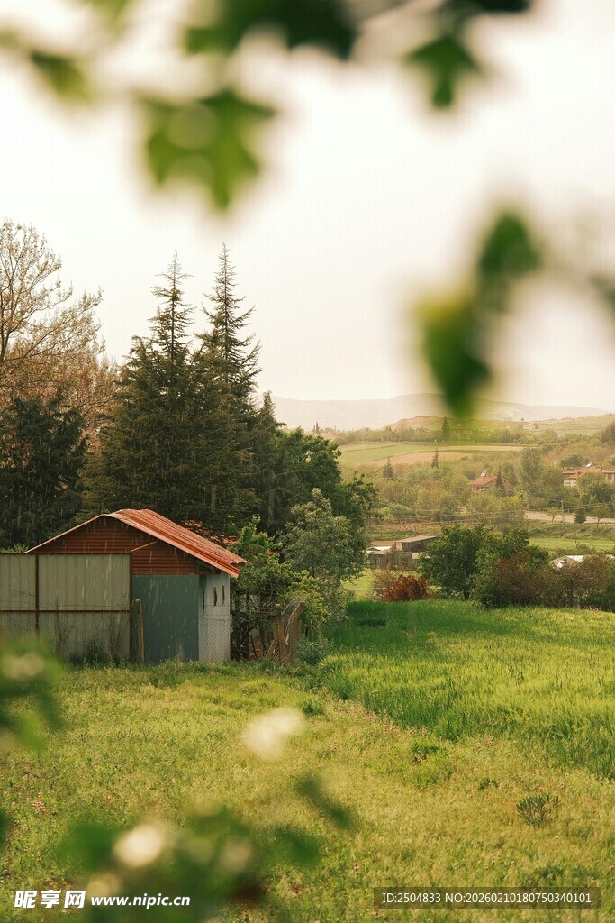 乡村小屋 绿意盎然的景致