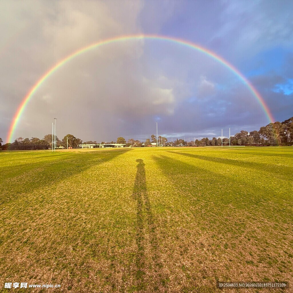 田野上空的绚丽彩虹