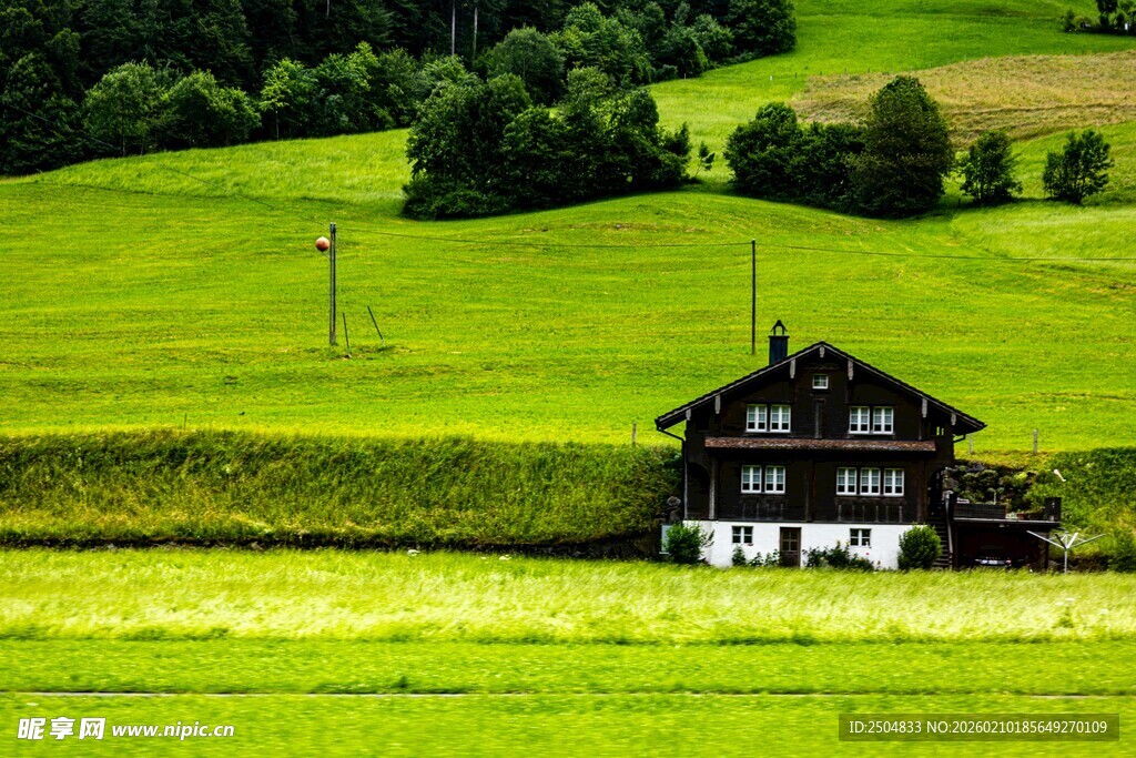 田园中的古朴小屋